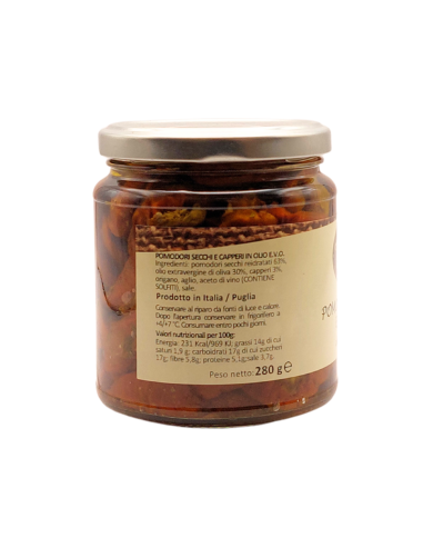 POMODORI SECCHI E CAPPERI IN OLIO E.V.O.
