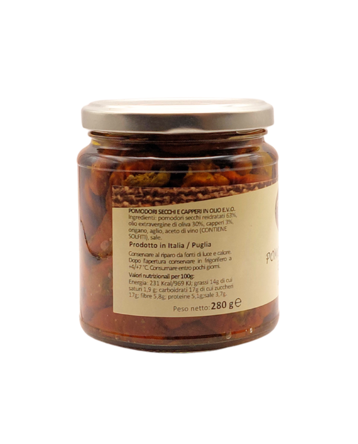 POMODORI SECCHI E CAPPERI IN OLIO E.V.O.